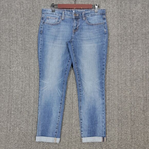 Gap Denim - GAP Jeans Womens 8 Blue Boyfriend Fit Medium Wash Cuffed Cropped 32x26